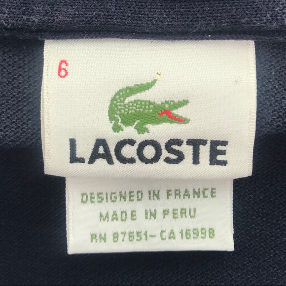 Lacoste Navy Blue Short Sleeve Cotton Polo Size 6 - Picture 5 of 7